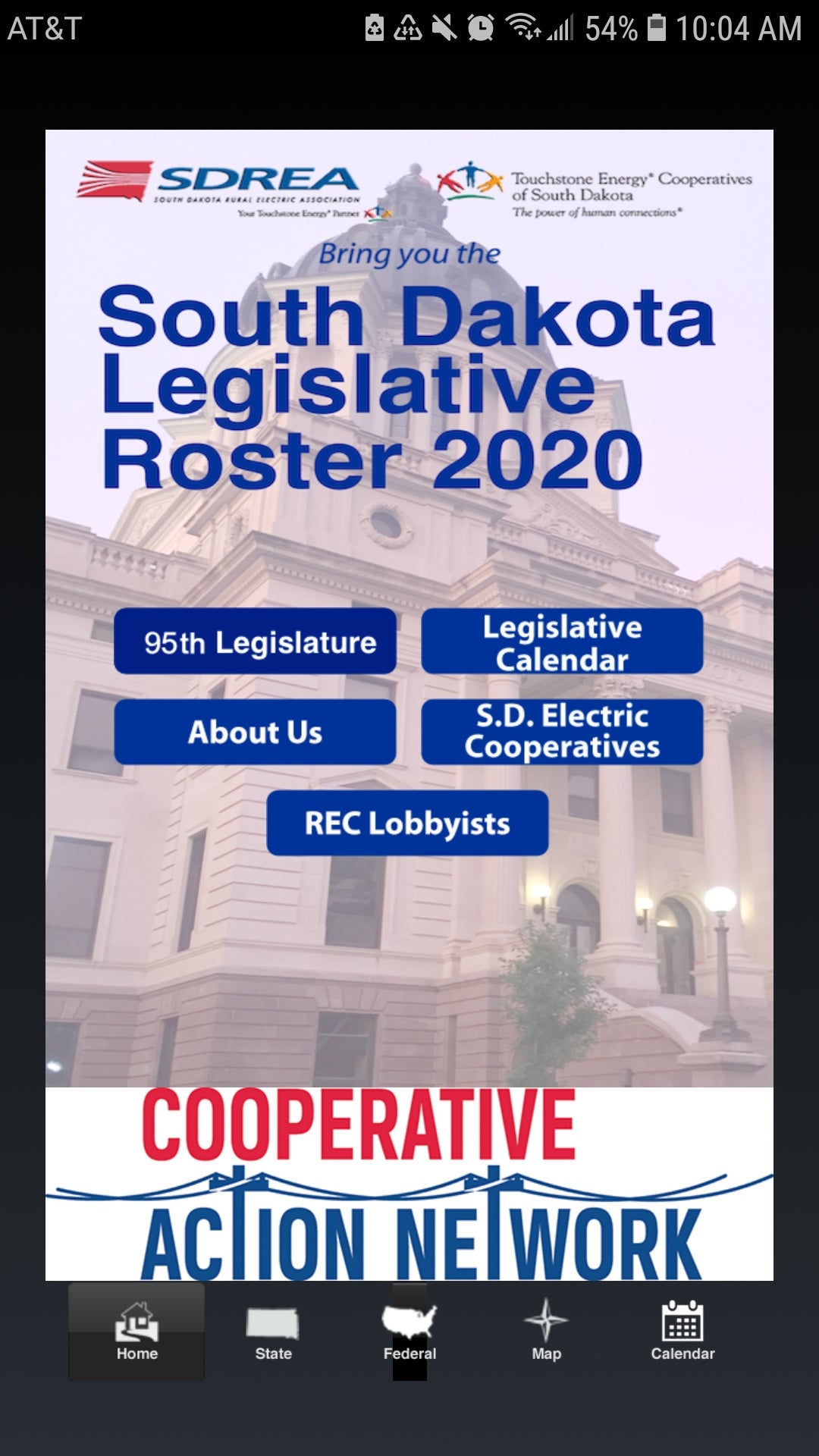 Picture of Legislative Mobile App Homepage